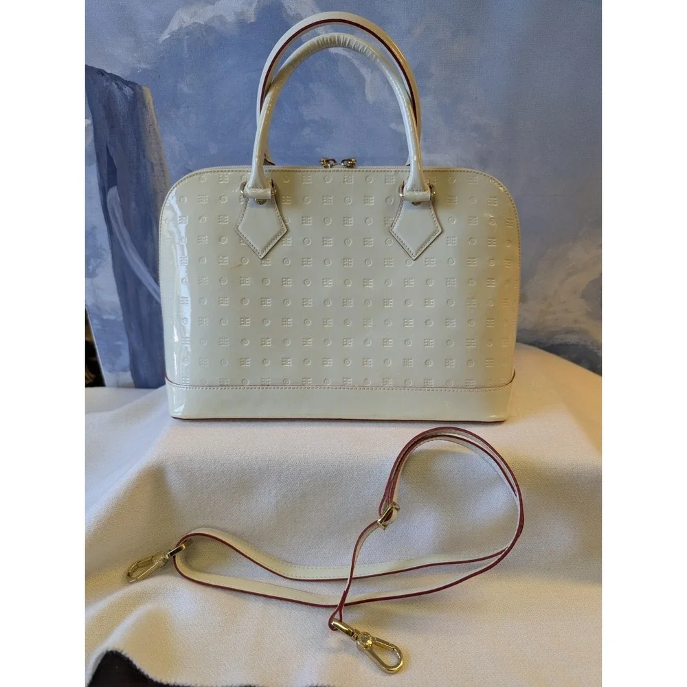 Arcadia Patent Leather Two -Way Satchel In Ivory